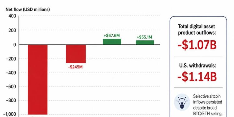 Bitcoin ETF flows expose the split inside crypto’s $1 billion selloff