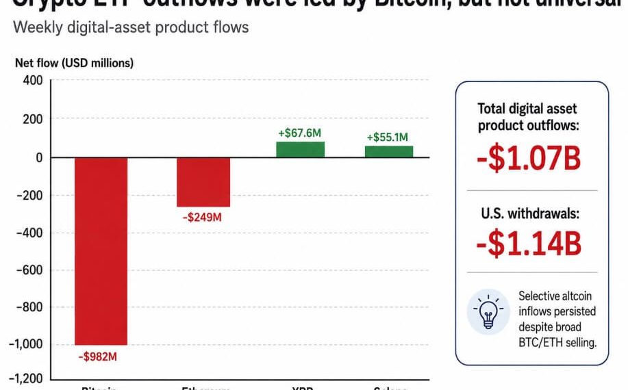 Bitcoin ETF flows expose the split inside crypto’s $1 billion selloff